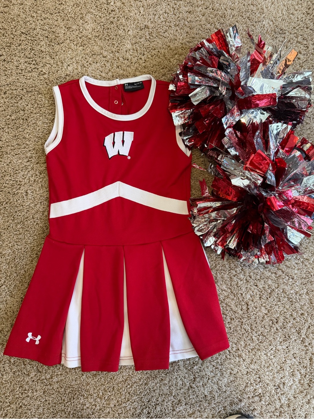 Under Armour Red & White Cheerleader Dress with Pleated Skirt